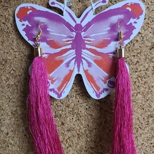 Fuchsia tassel earrings